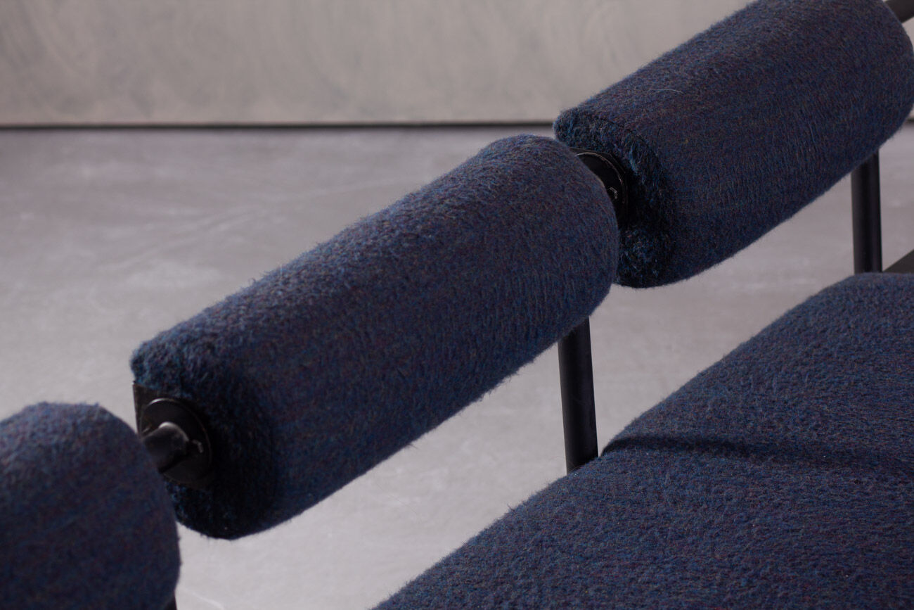 Postmodern steel and fabric bench, Italy, 1990s