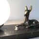 Lampe veilleuse art déco marbre et faon en régule
