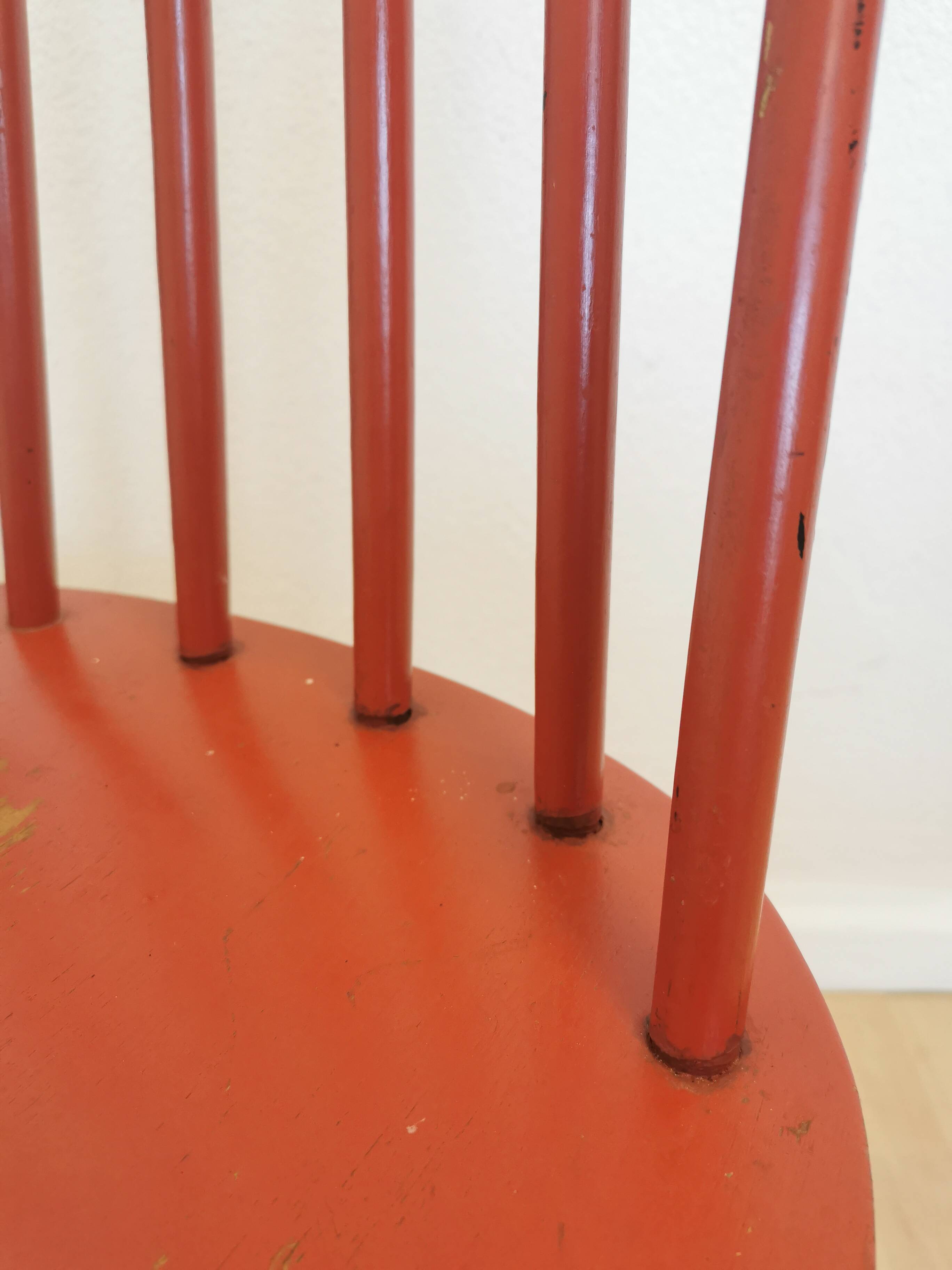 Vintage Coral Red Dining Chair: Ilmari Tapiovaara Style, Stol Kamnik 1960s