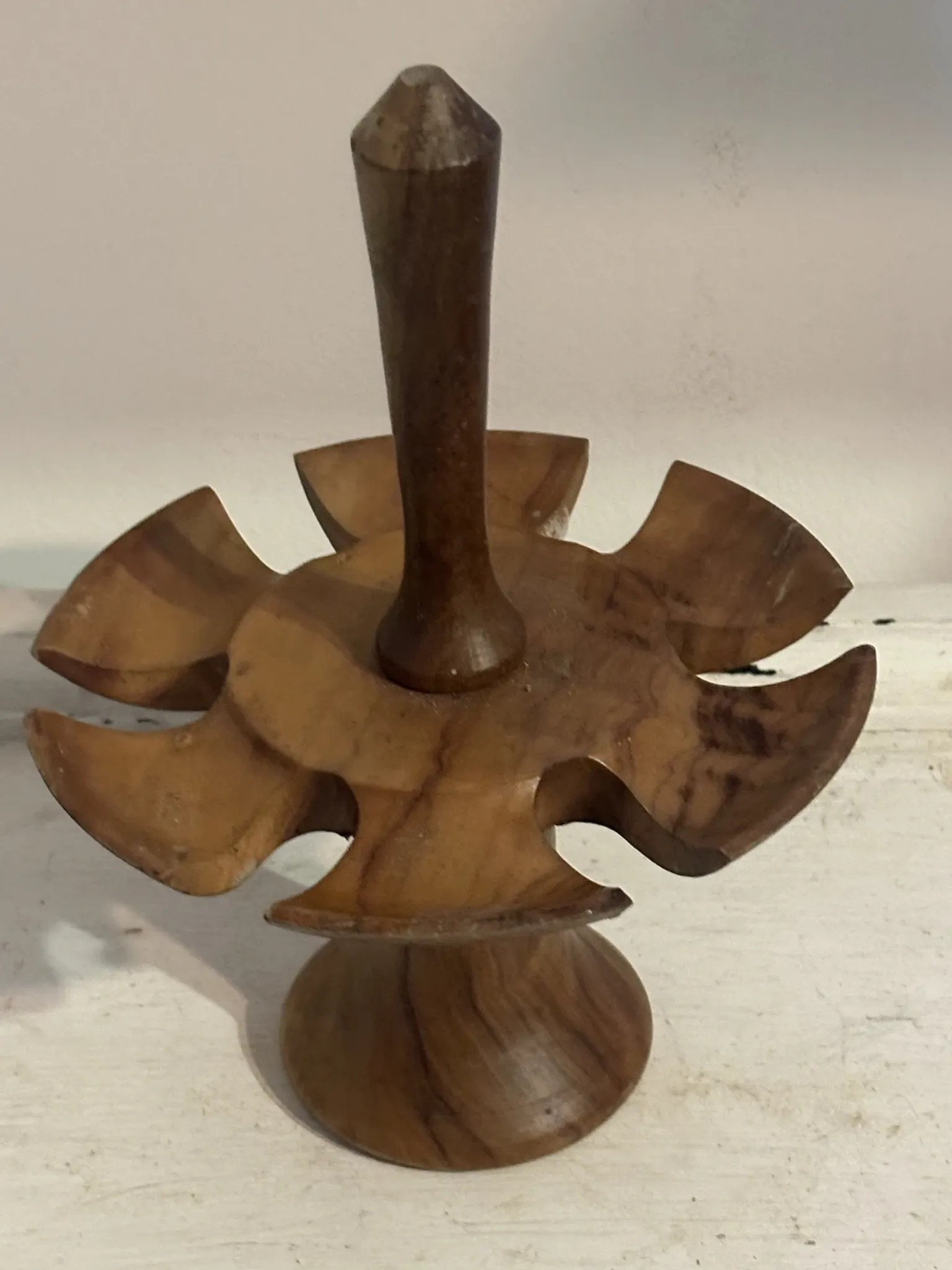 Porte-coquetiers vintage en bois tourné – 6 pièces – Années 50