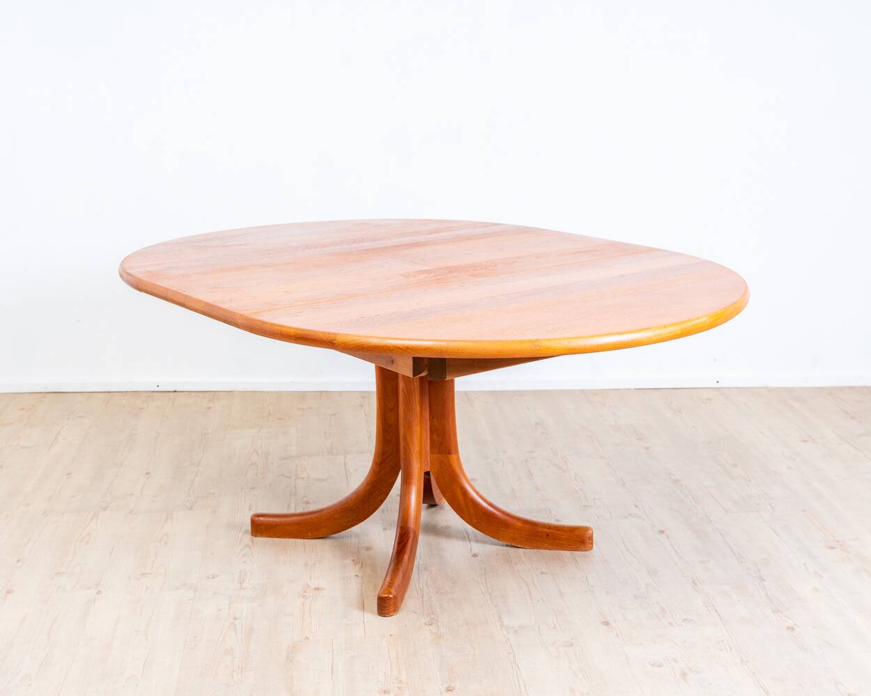 1970s solid teak dining table with Scandinavian design.