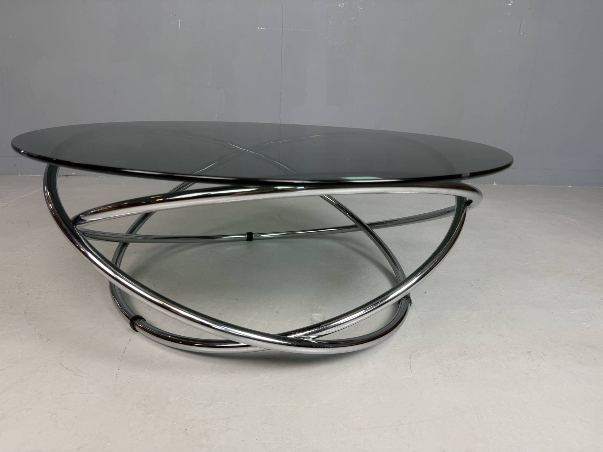 Mac chrome and smoked glass Coffee Table from Miniforms, Italy, 1970s