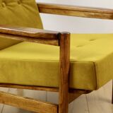 Wooden armchair designed by Z. Baczyk brown vintage yellow-olive