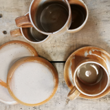 Set of 4 stoneware coffee cups