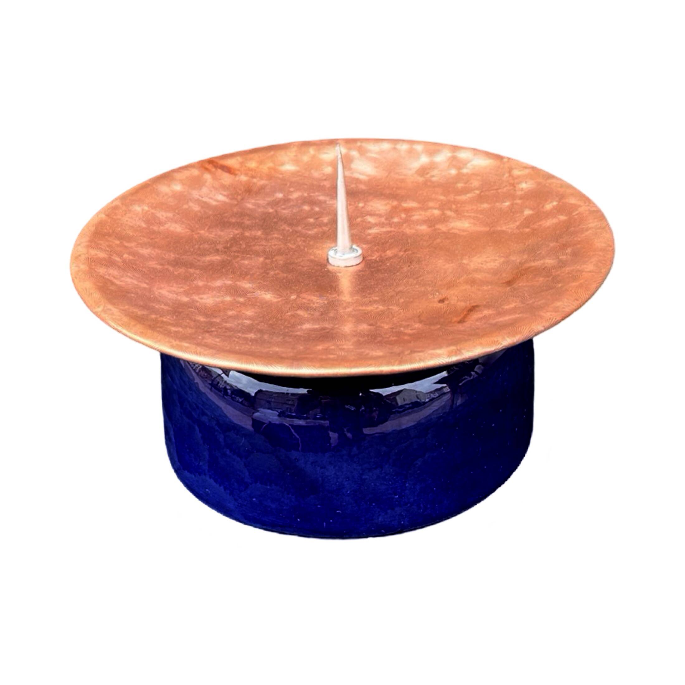 Copper and ceramic candlestick in modern style, Germany, 1970s.