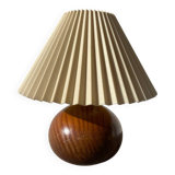 Pleated wooden ball lamp