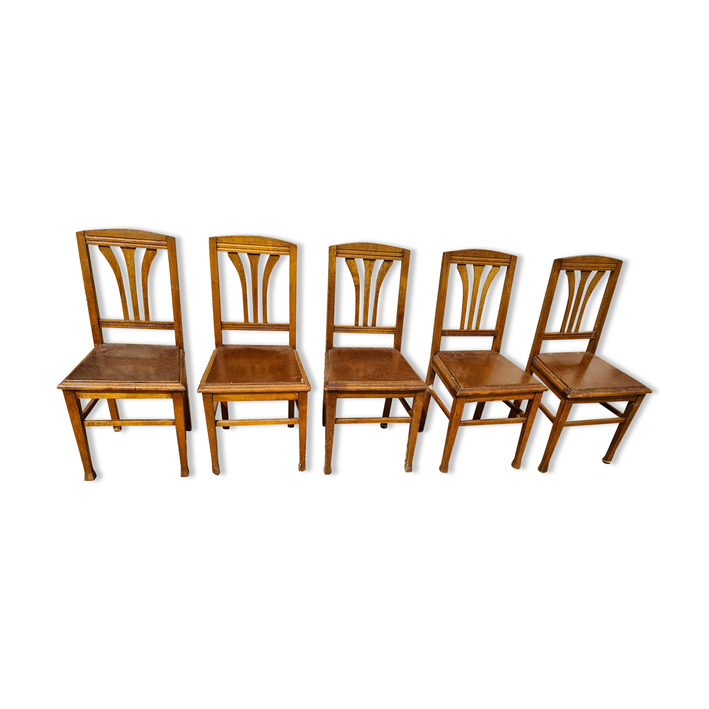 Lot of 5 old wooden chairs