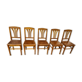 Lot de 5 chaises anciennes en bois