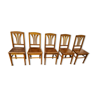 Lot de 5 chaises anciennes en bois