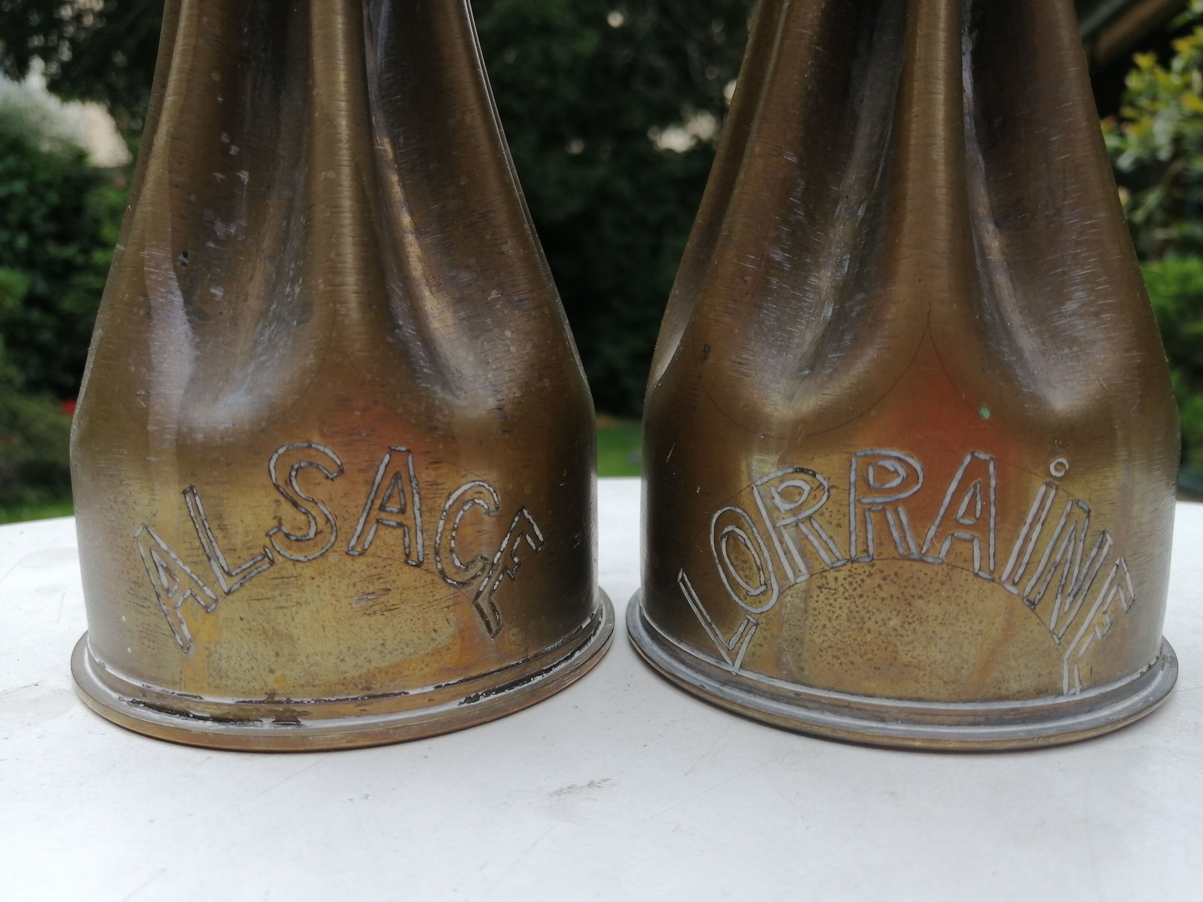 Shell vase engraved Alsace/Lorraine