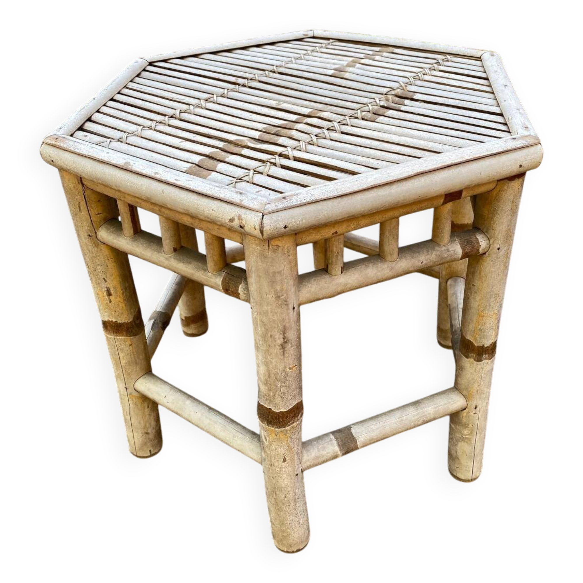Table basse en bambou années 60