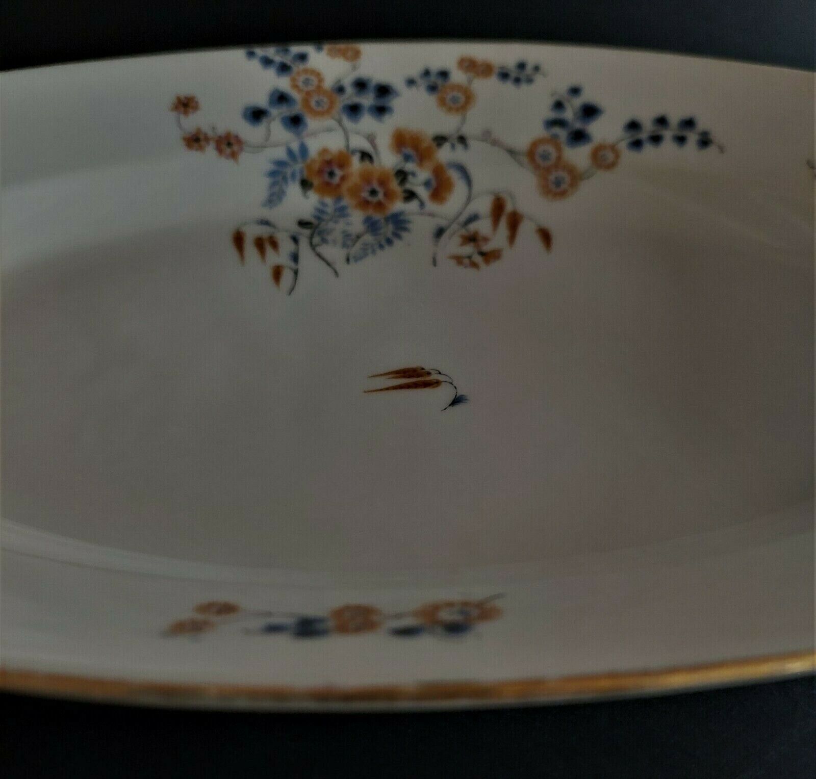 Oval serving dish in porcelain Japanese décor Art Deco