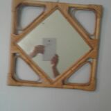 Rattan mirror in losange