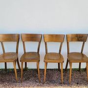 Series of 6 vintage old restaurant bistro chairs - 1950s