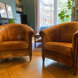 Set of 2 Authentic Leather Club Chairs