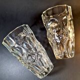 Pair of vintage 70s sculpted glass vases
