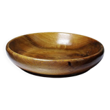 Teak or acacia wood bowl, vintage craftsmanship from the 70s-2000s
