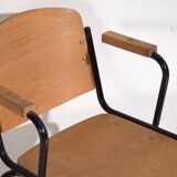 Industrial style chairs with armrests (circa 1950). Set of 2 pieces