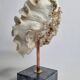 Old white coral "méandrine" on marble base, 25 cm