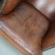 Vintage Dutch cognac coloured leather club chair, set of 2 with footstool