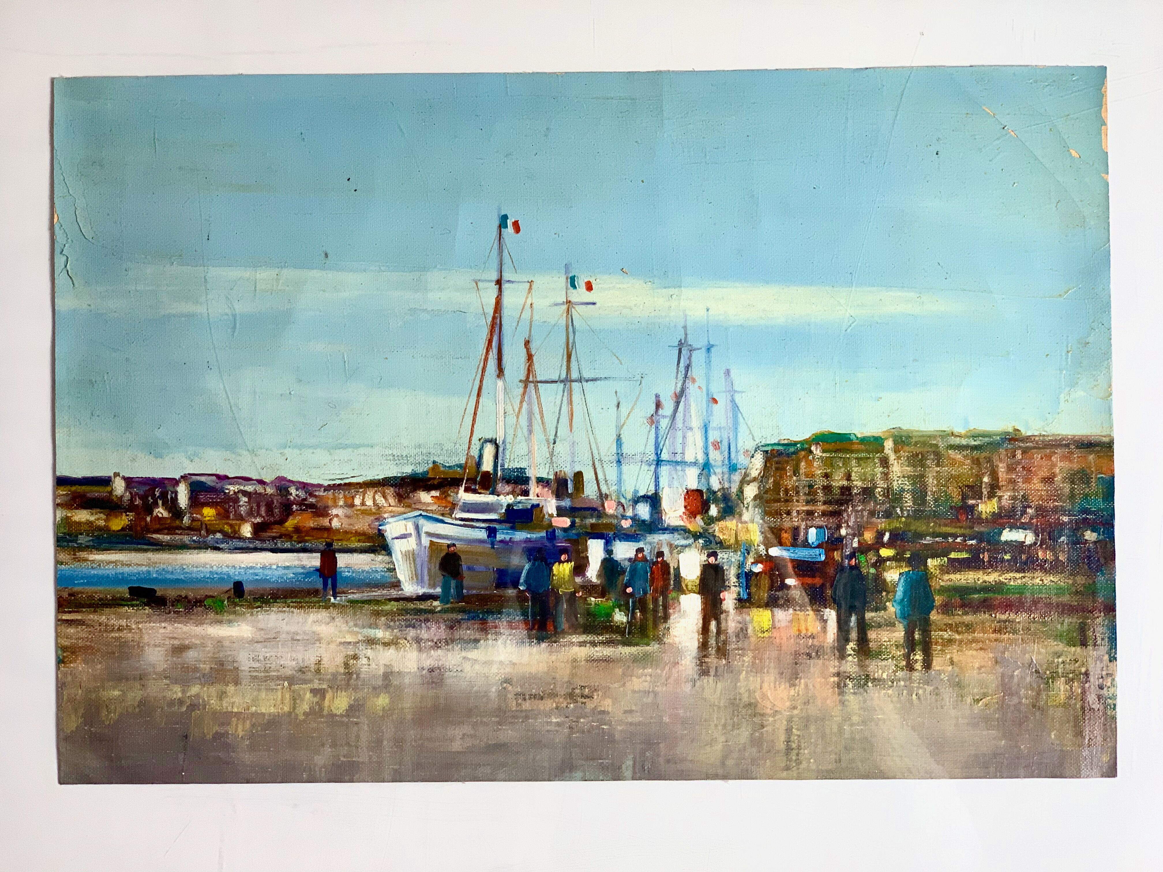 Oil on canvas framed representing the Breton port of Dahouët