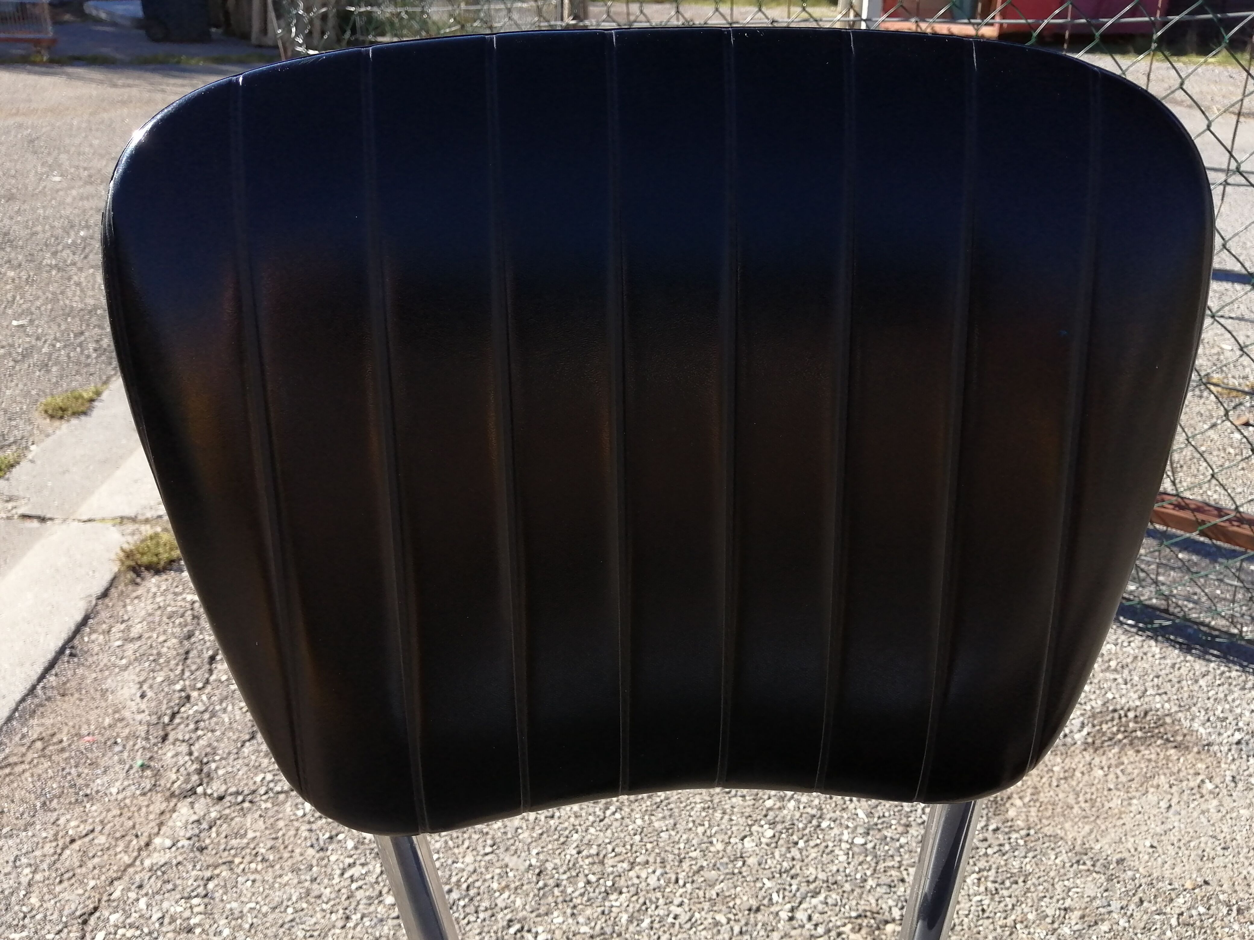 Series of 4 vintage black skai chairs - Vanac Aix