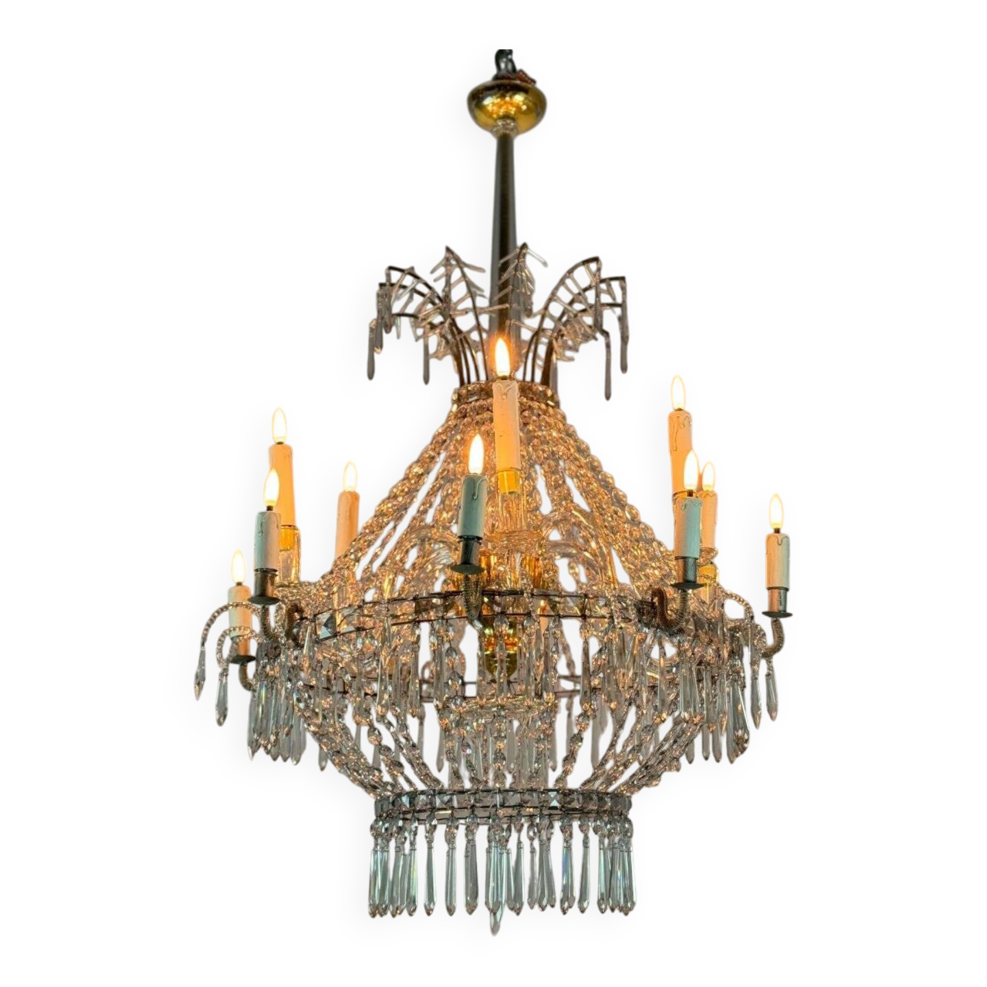 Crystal beaded chandelier, circa 1800