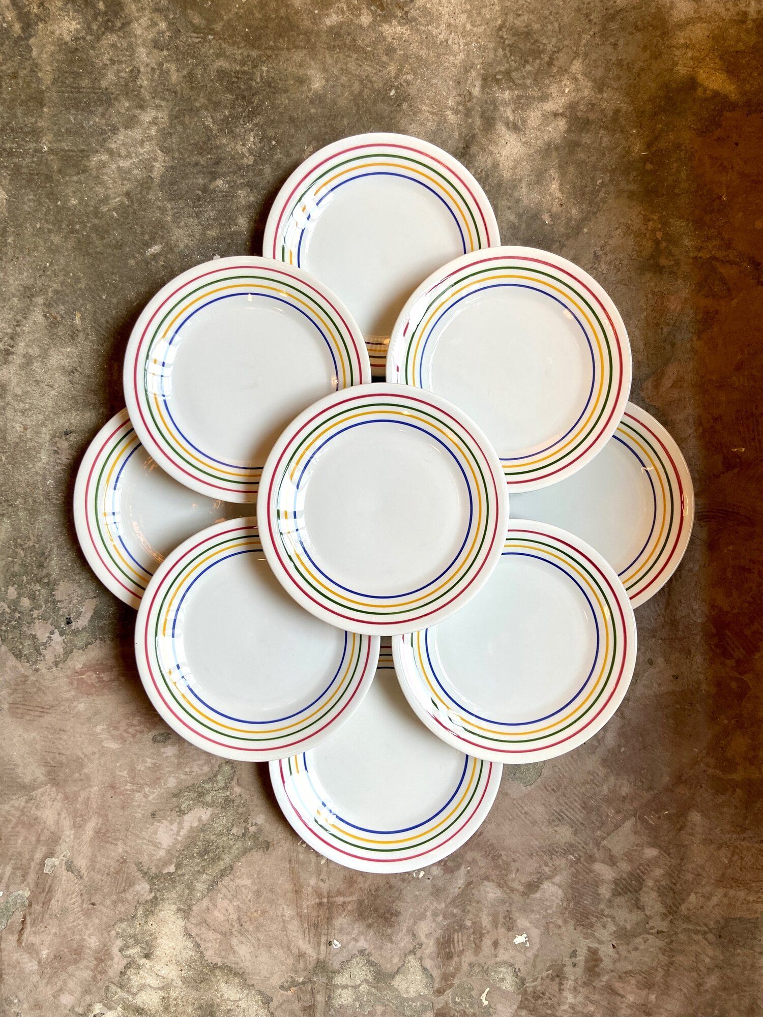9 flat plates San Marciano Ceramiche in enamelled Italian earthenware