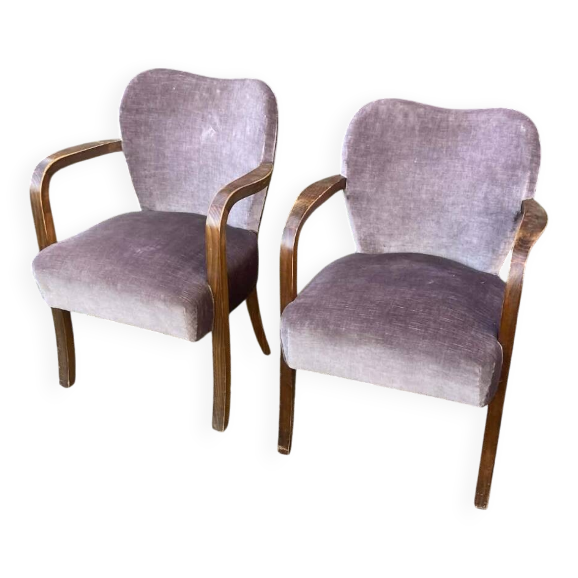 2 vintage velvet armchairs