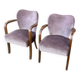 2 vintage velvet armchairs