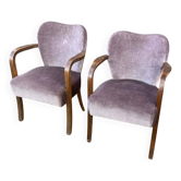 2 vintage velvet armchairs