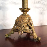 Pair of candlesticks Rocaille in gilded bronze