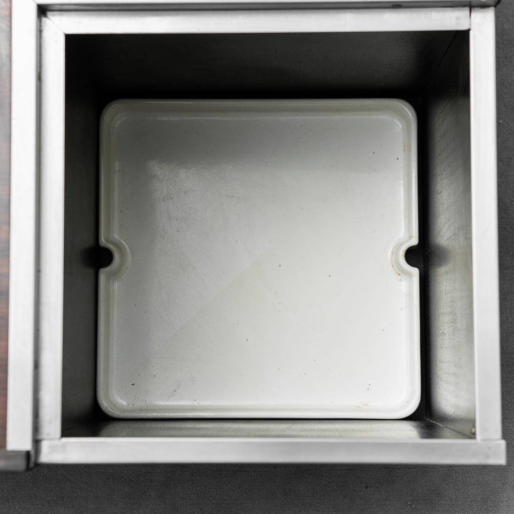 Tavolino da caffè multifunzione con ruote legno metallo anni ’70 vintage