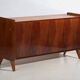 Mid-century buffet in walnut veneer with tapered legs – Czechoslovakia, circa 1960