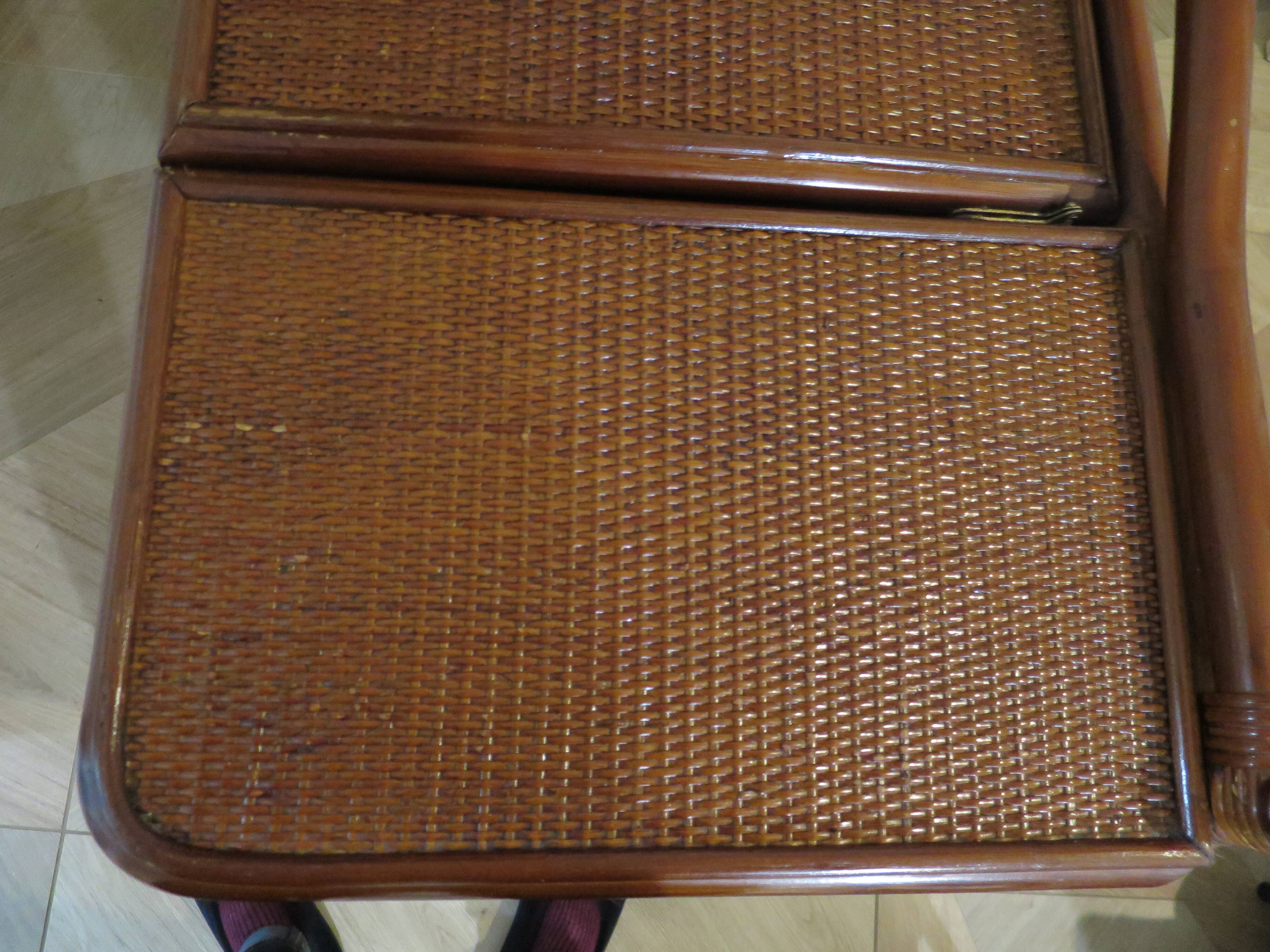 Vintage dressing table/chest - woven rattan - 5 drawers - mirror - 1960s/70s