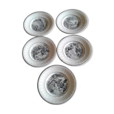 5 Jean de la Fontaine Sarreguemines themed plates