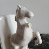 White earthenware bookend - prancing horses - H: 15 cm.