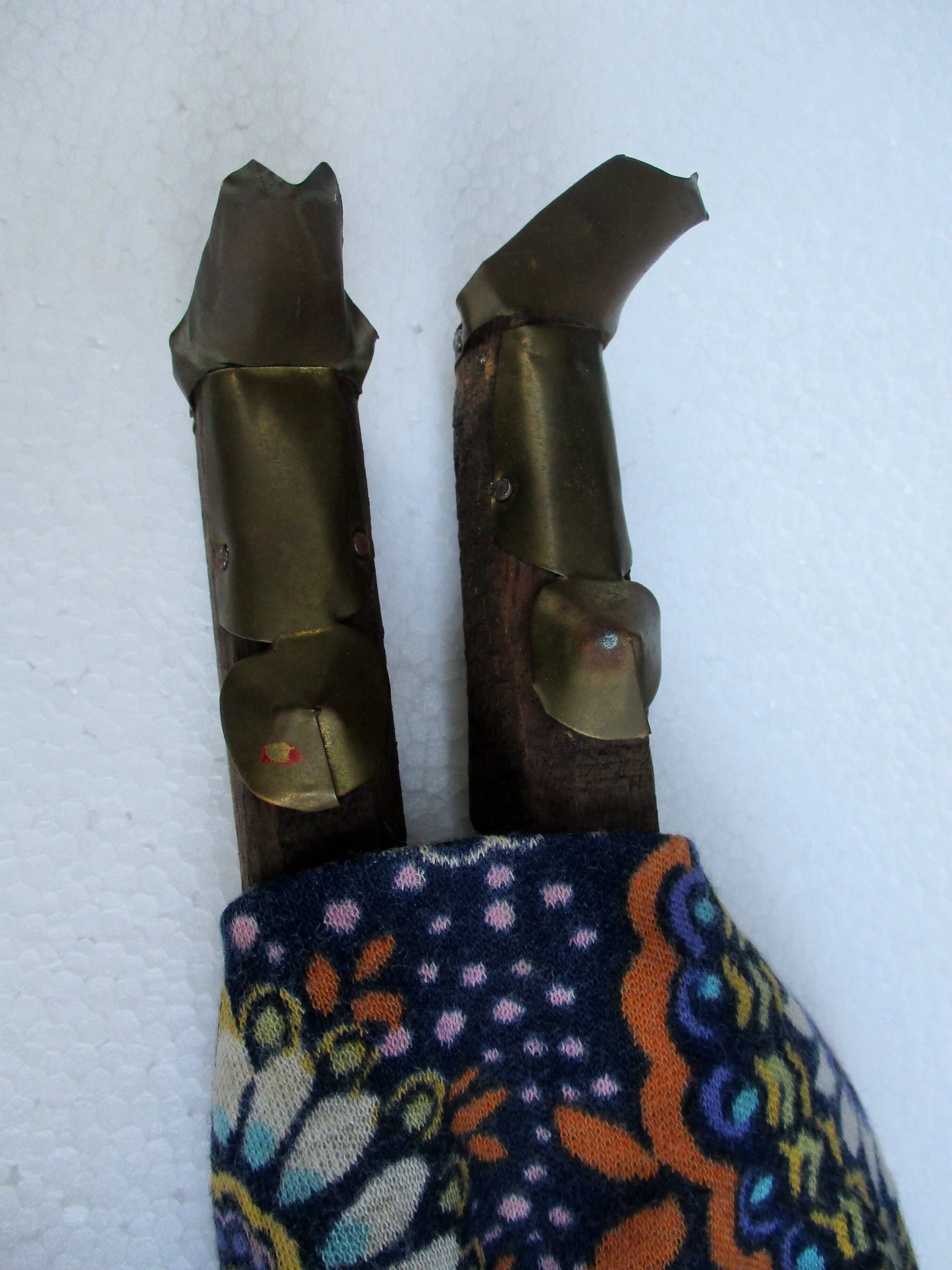 Asian puppet, wood and brass