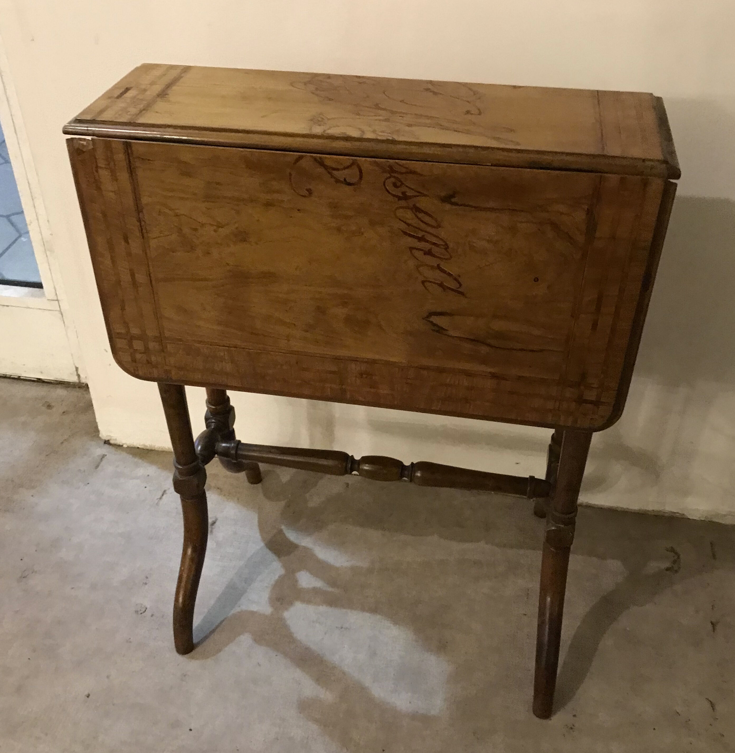 Napoleon iii walnut shutter table with marquetry villa massena nineteenth era