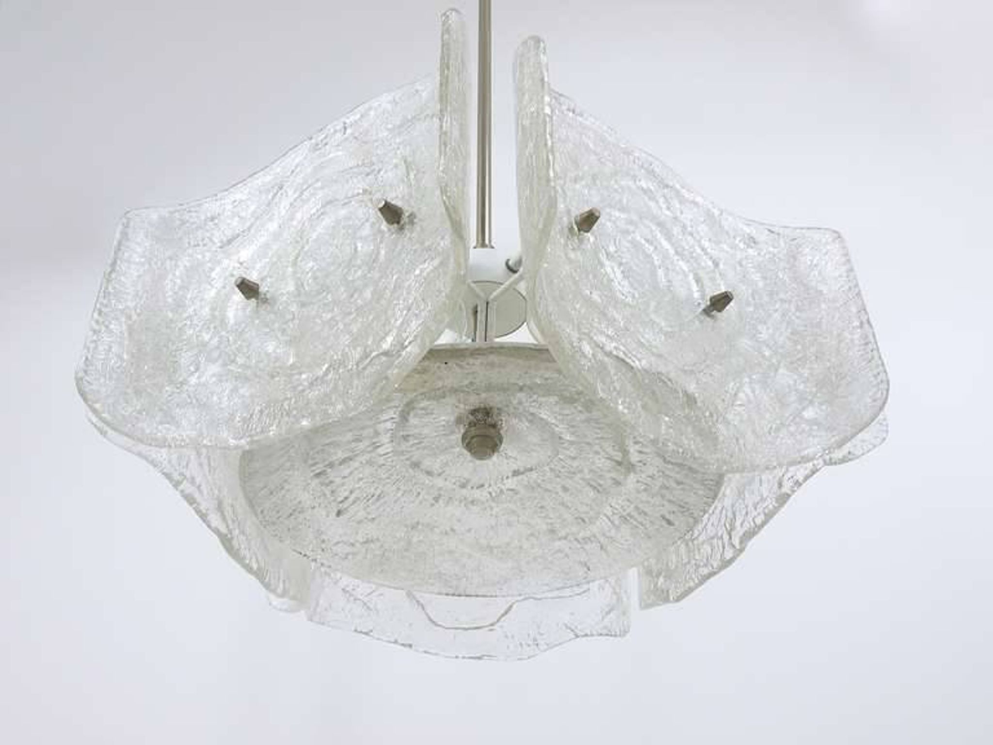 Frosted glass chandelier from the mid-century by J. T. Kalmar, Austria, 1960s.