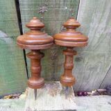 Pair of old turned wood pieces for curtain tieback finishes