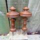 Pair of old turned wood pieces for curtain tieback finishes