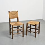 Ensemble chaise et tabouret Bauche, Charlotte Perriand pour Maison Sentou, circa 1950
