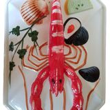 Ceramic dish with slip lid lobster decor