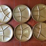 6 compartment plates or vintage sandstone fondue