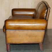 Mustang Leather Art Deco Style Sofa Fully Restored