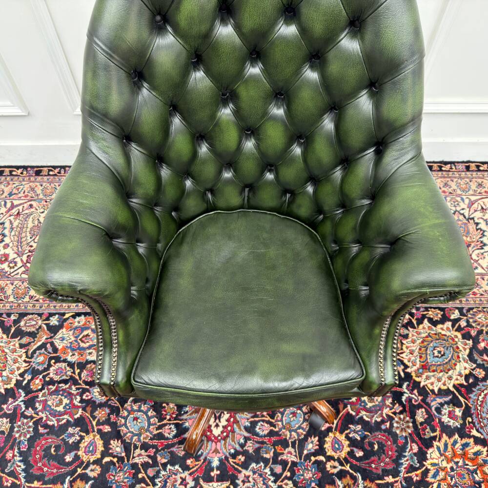 Classic English Chesterfield Director Chair Green