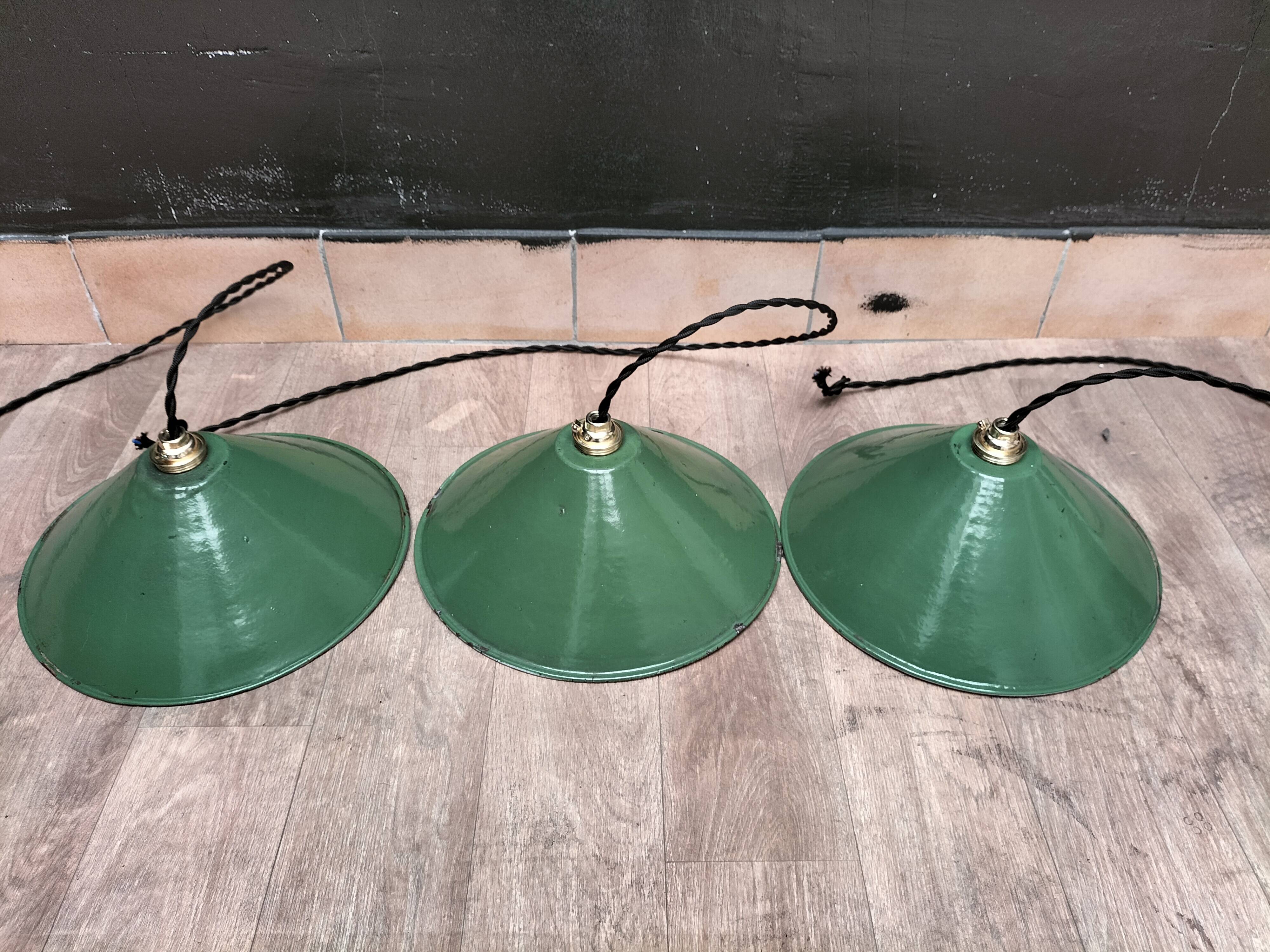 Enameled sheet metal cone pendants