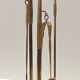 Brass, Iron and Thick Glass Fireplace Tools Set attr. to Fontana Arte