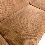 Vintage brown ribbed two-seater canapé / daybed / sofa